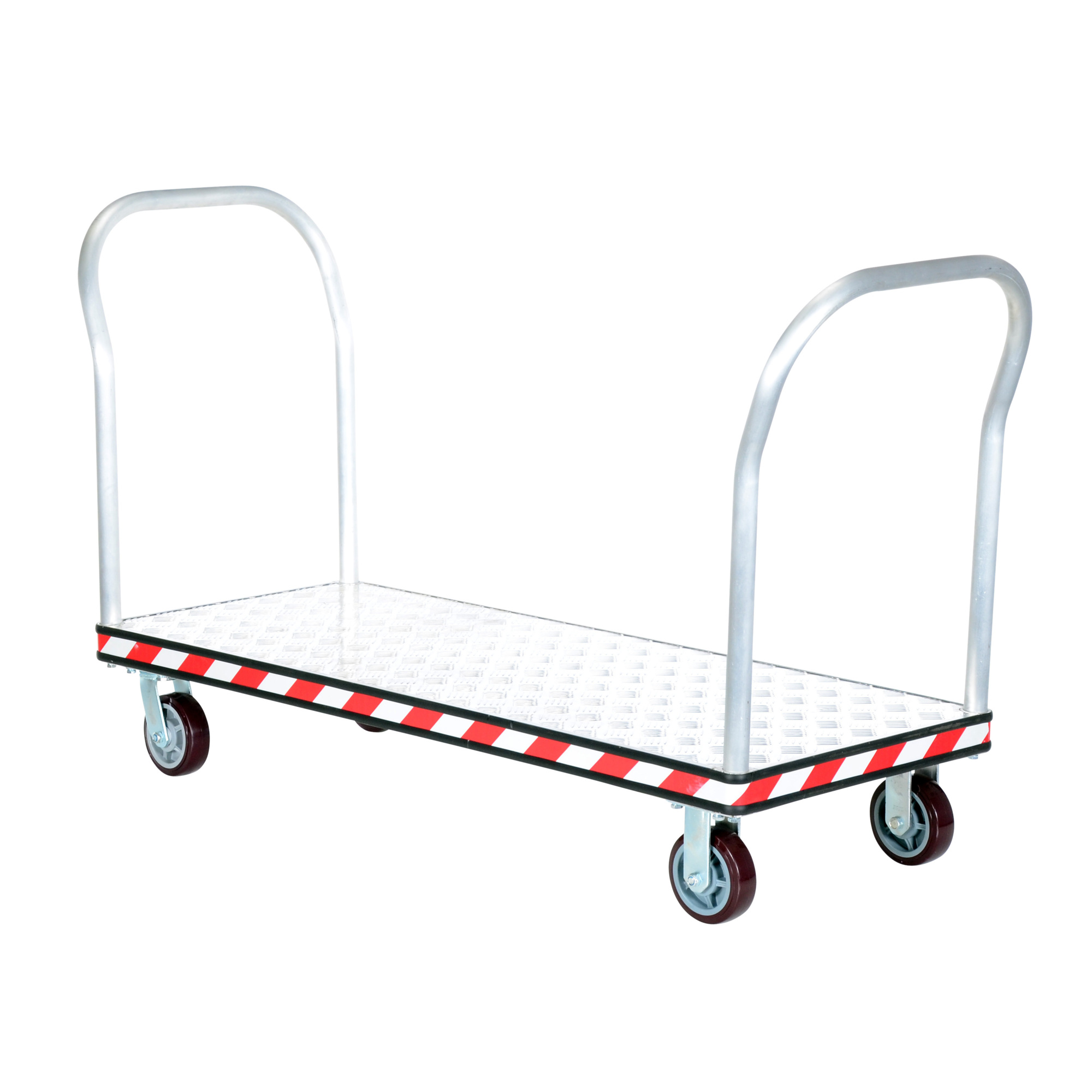 Vestil Aluminum Heavy Duty Dual Handle Tread Plate Platform Truck 24 In. x 60 In. 3600 Lb. Capacity Silver